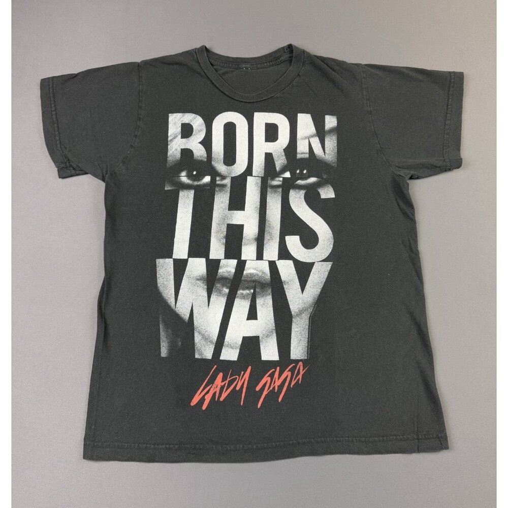 Rare Vintage Y2K Lady Gaga Born This Way Tour Concert Promo Black Tee